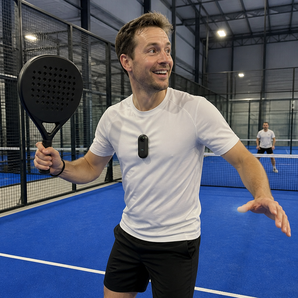 Padel player wearing Paddle POV